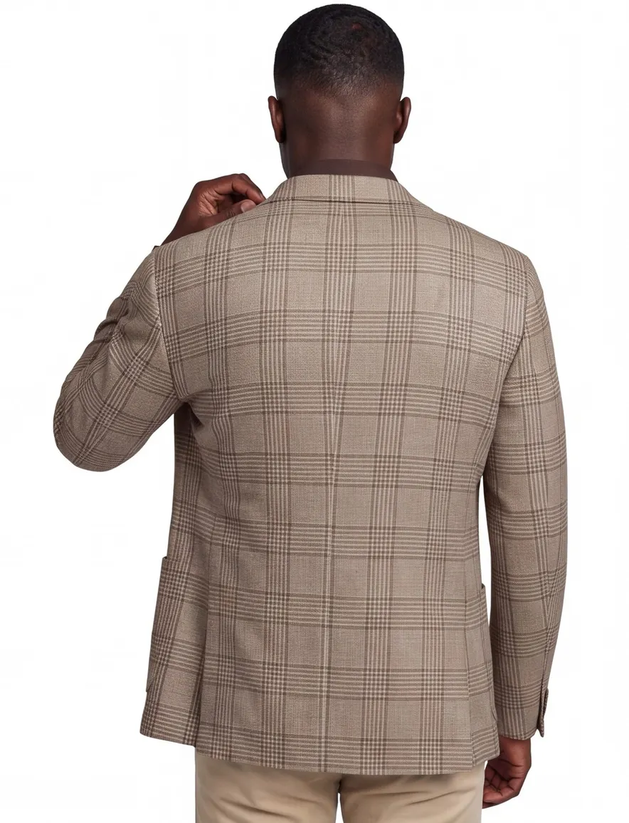 Dressler colbert Sendrik beige geruit slim fit