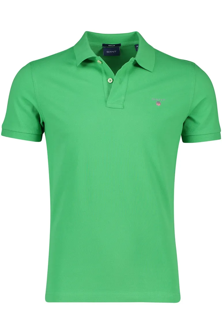 polo Gant groen effen katoen wijde fit