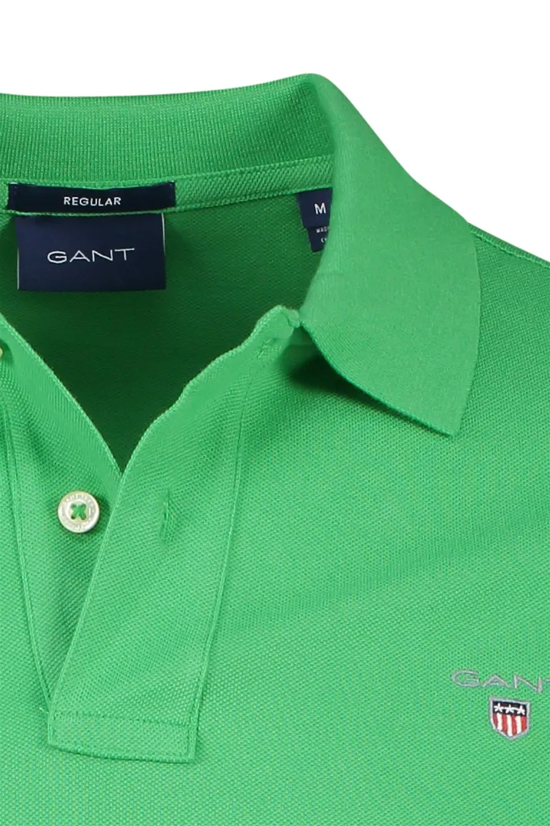 polo Gant groen effen katoen wijde fit