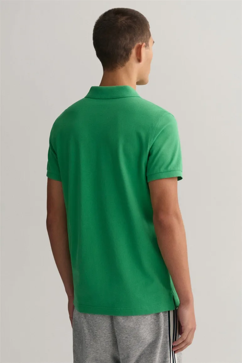 polo Gant groen effen katoen wijde fit