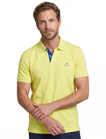 Gant Gant polo normale fit geel effen katoen 2 knoops