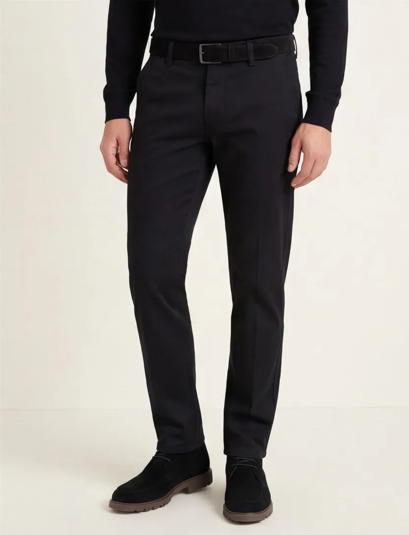 M.E.N.S. broek katoen Madison donkerblauw effen