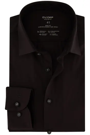 Olymp Katoenen Olymp body fit overhemd extra slim fit zwart