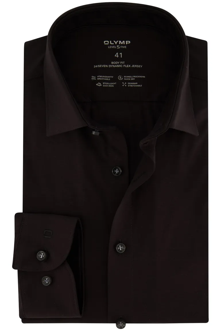 Olymp overhemd extra slim fit effen zwart katoen