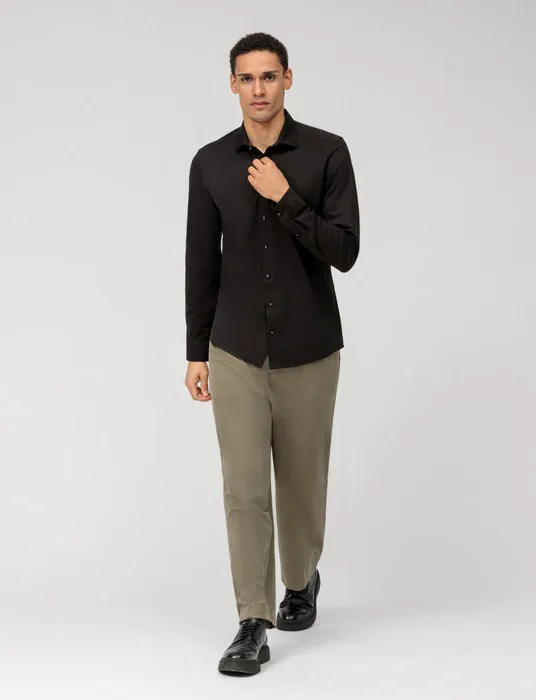 Katoenen Olymp body fit overhemd extra slim fit zwart