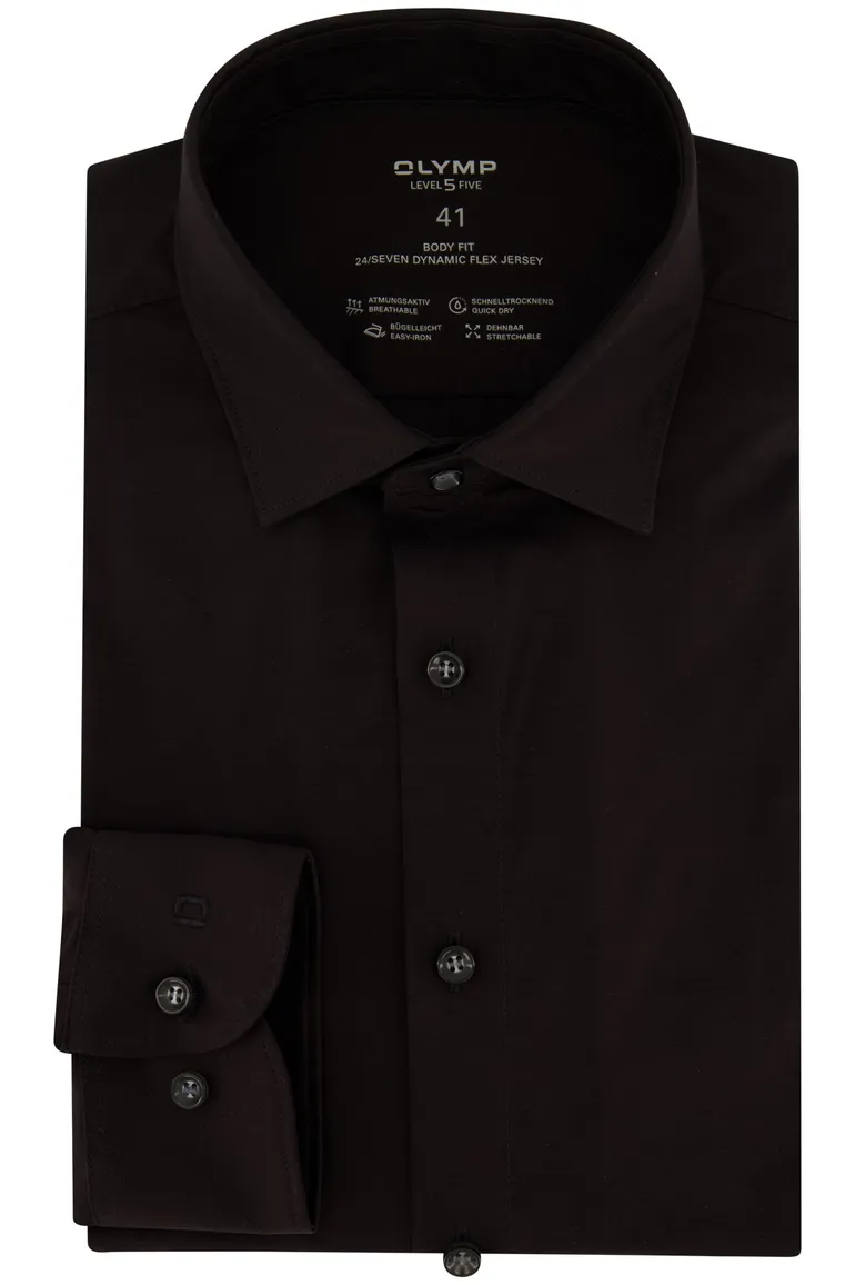 Olymp overhemd extra slim fit effen zwart katoen