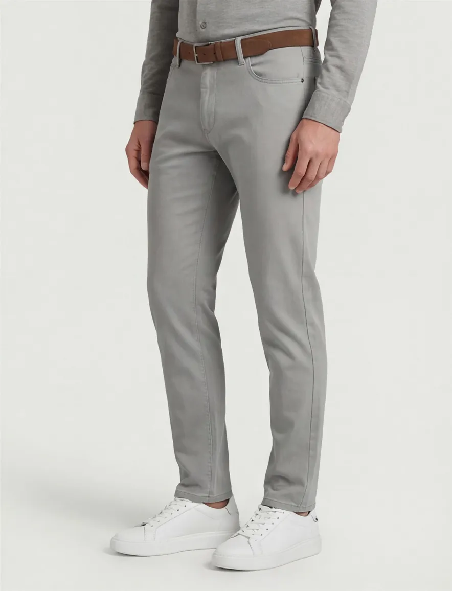 Katoenen Mac chino grijs effen denim