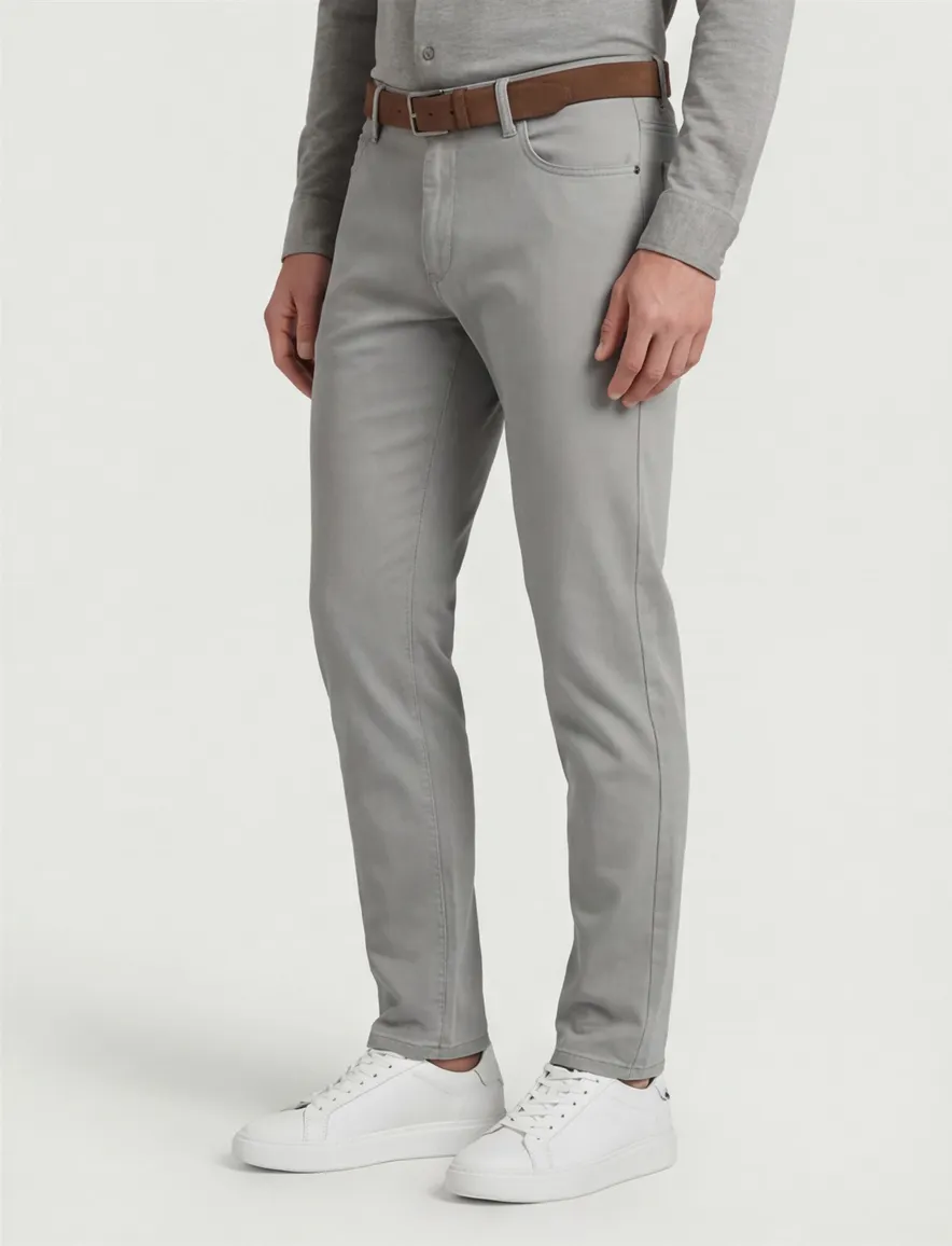 Katoenen Mac chino grijs effen denim