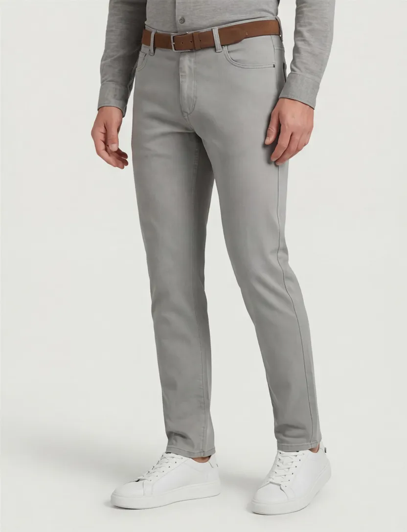 Denim Mac katoenen chino grijs effen