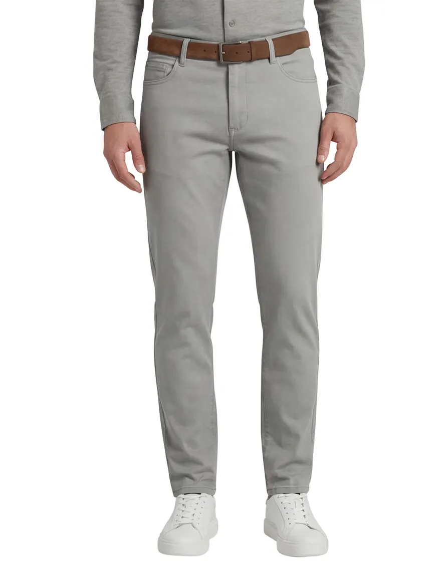 Katoenen Mac chino grijs effen denim