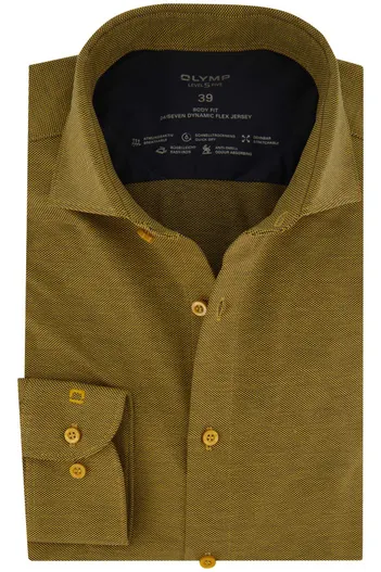 Olymp Olymp 24 seven business overhemd Level Five geel geprint katoen extra slim fit