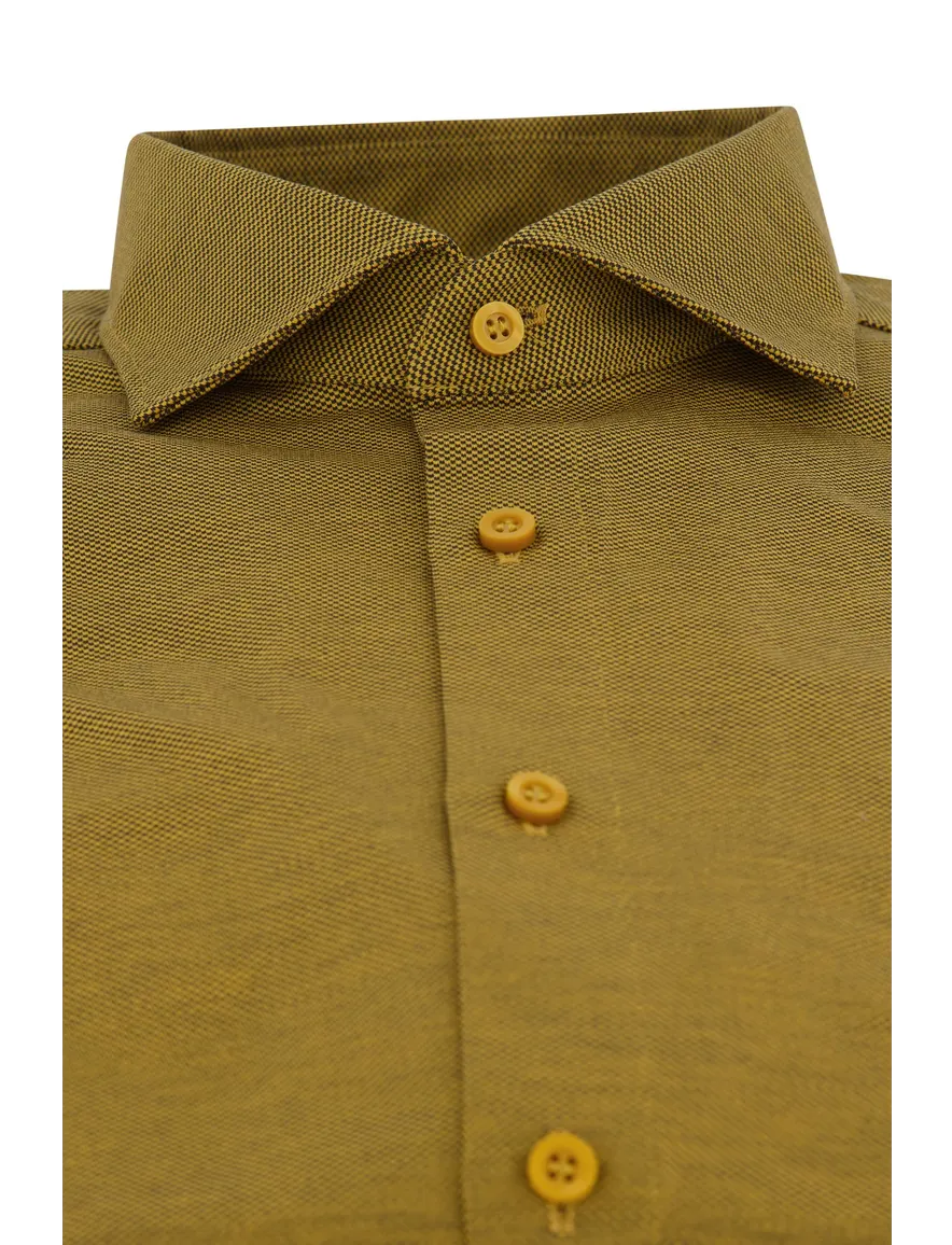 Olymp overhemd level five slim fit geel geprint