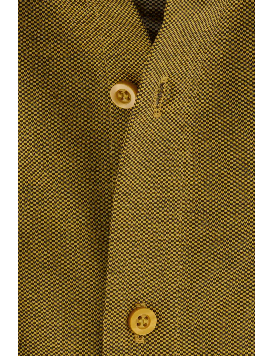 business overhemd Olymp Level Five geel geprint katoen extra slim fit
