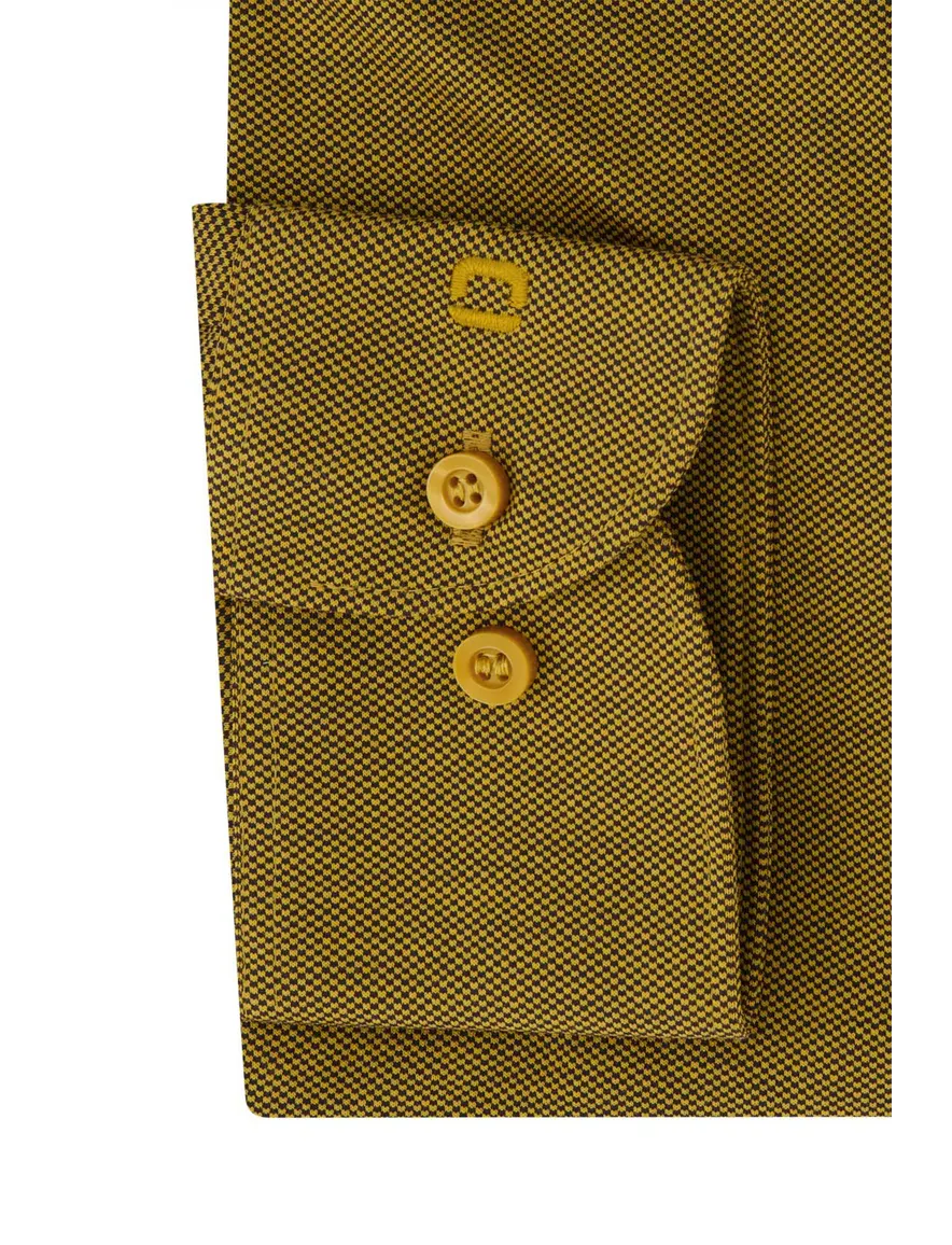 Olymp overhemd level five slim fit geel geprint