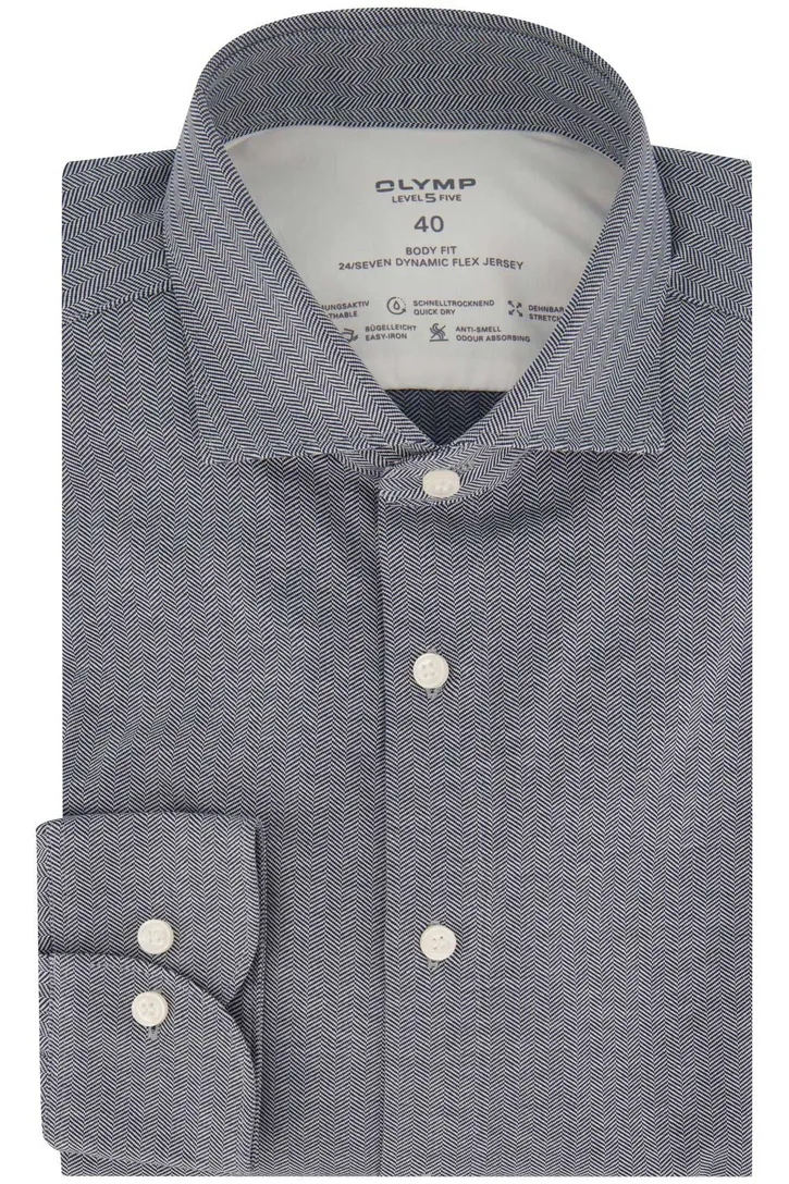 Olymp business overhemd blauw geprint katoen