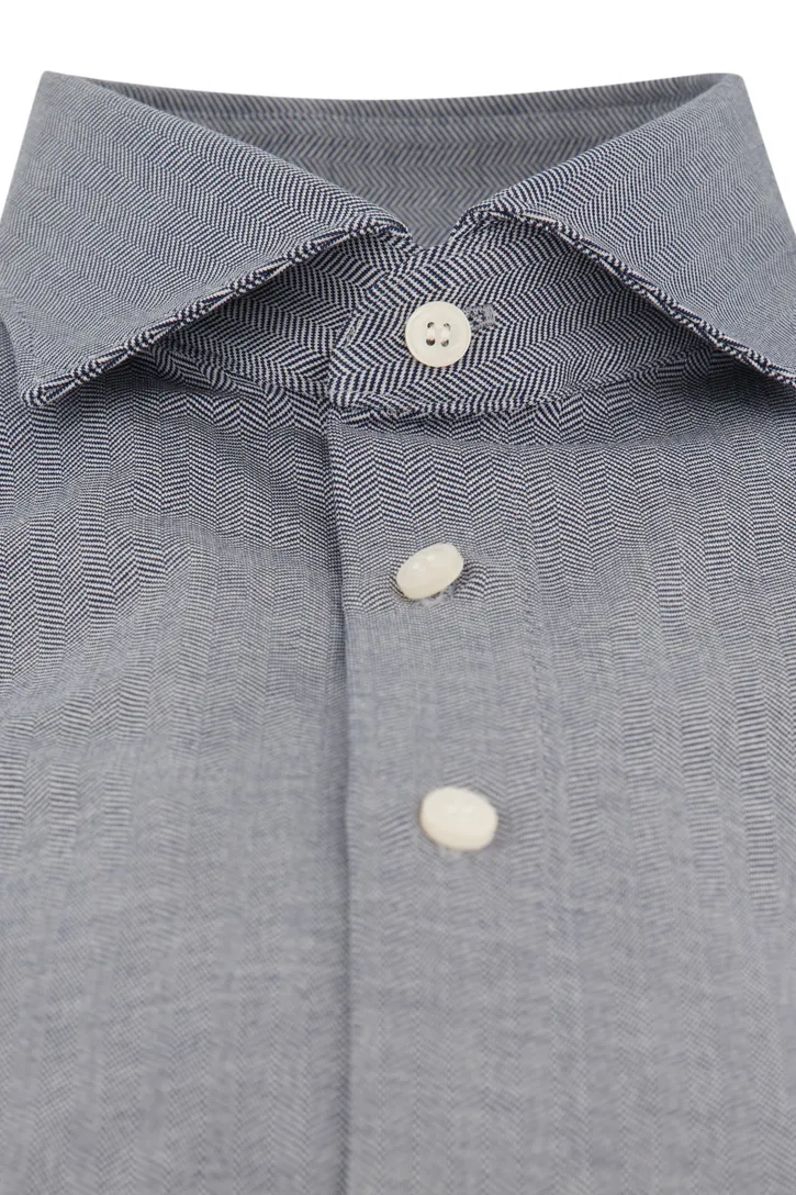 Olymp business overhemd blauw geprint katoen
