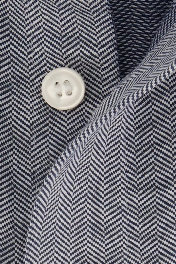Olymp business overhemd blauw geprint katoen