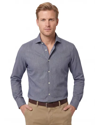 Olymp Olymp business overhemd blauw geprint katoen