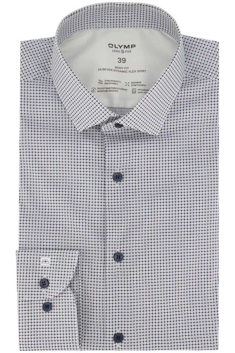 business overhemd Olymp Level Five wit geprint extra slim fit