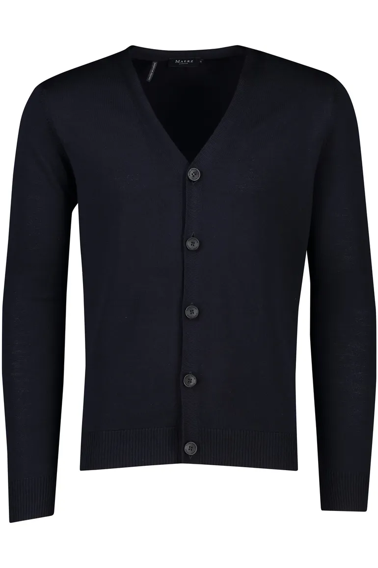 Maerz vest donkerblauw knopen effen wol