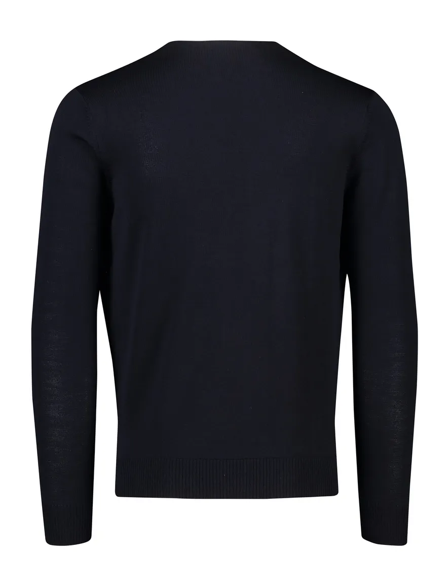 Maerz vest donkerblauw knopen effen wol