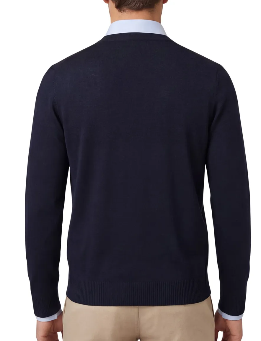 Maerz vest donkerblauw knopen effen wol