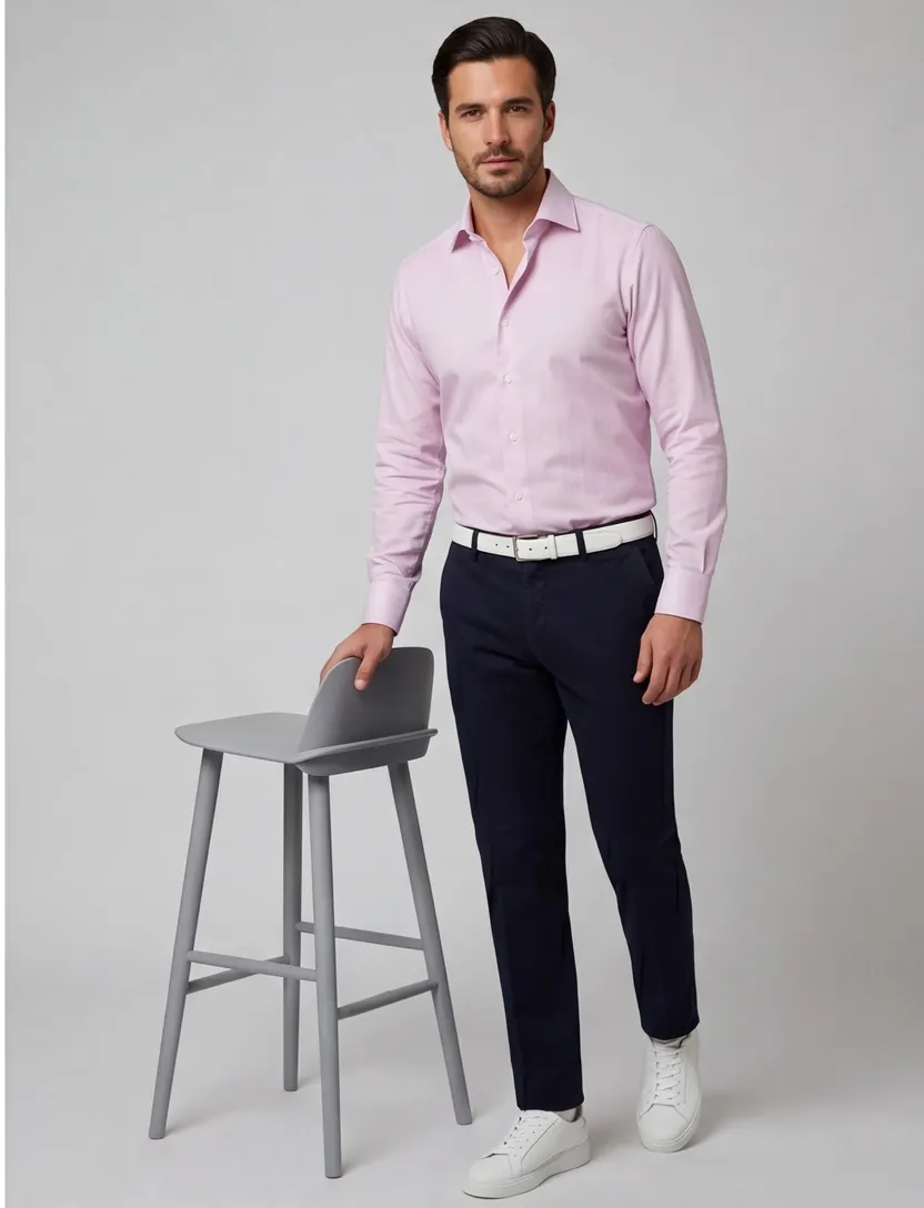 Eton business overhemd Comtemporary Fit roze katoen wide spread
