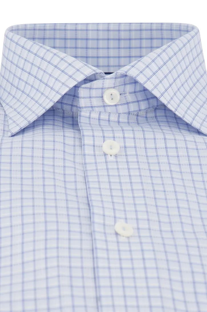 Classic Eton overhemd blauw geruit
