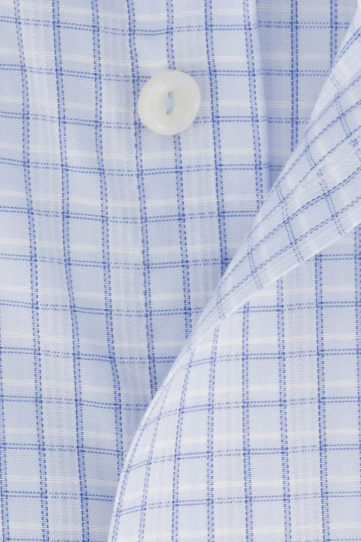 Classic Eton overhemd blauw geruit