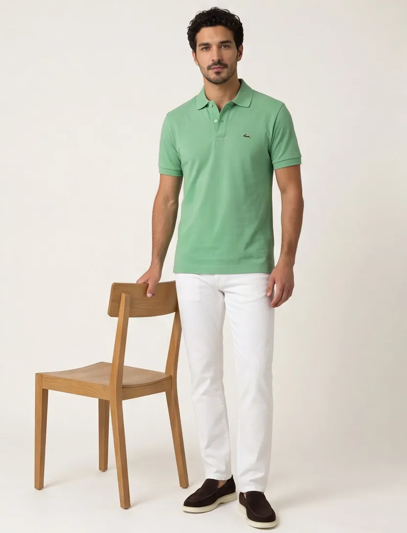 Lacoste poloshirt 3 knoops normale fit groen effen katoen