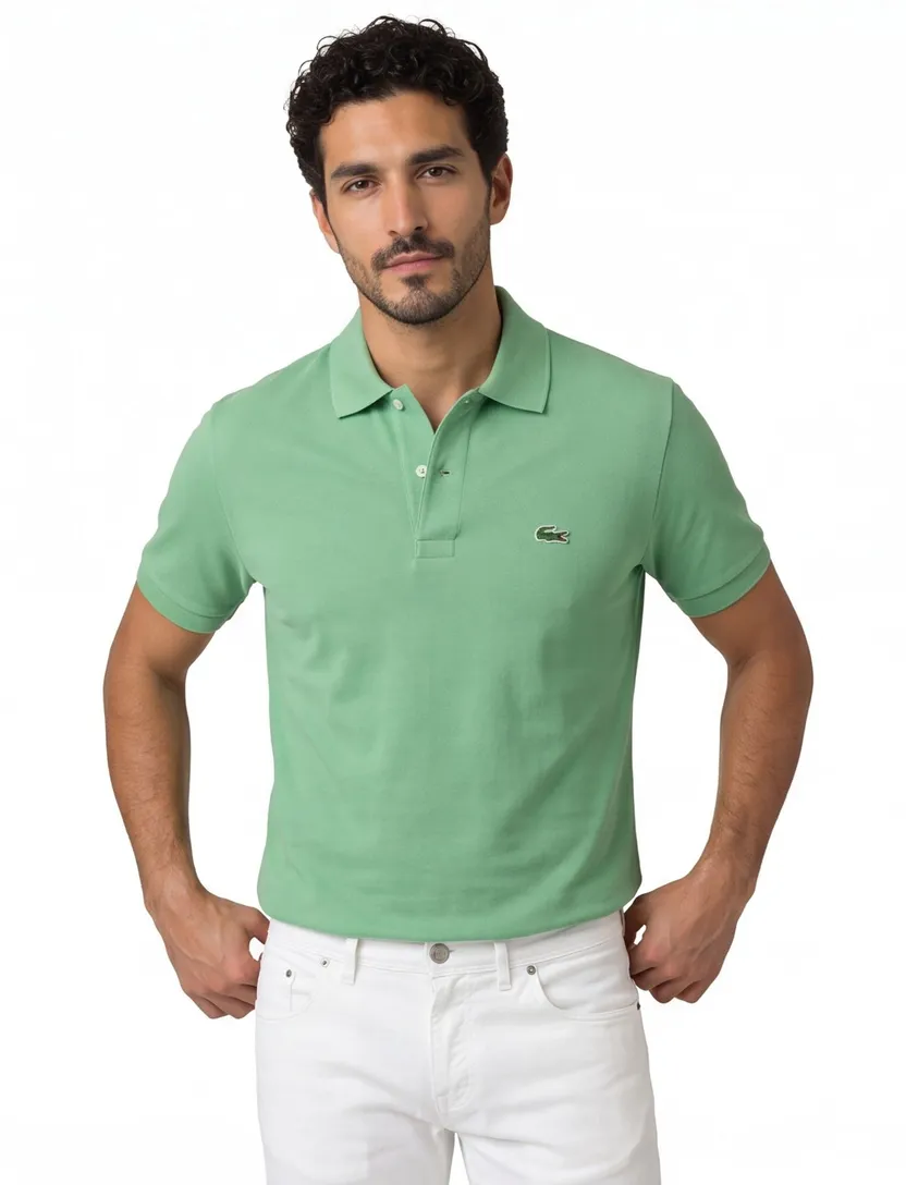 Lacoste poloshirt 3 knoops normale fit groen effen katoen