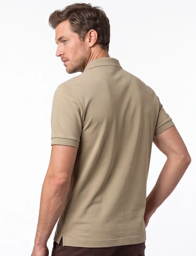 Lacoste poloshirt 3 knoops beige effen katoen normale fit