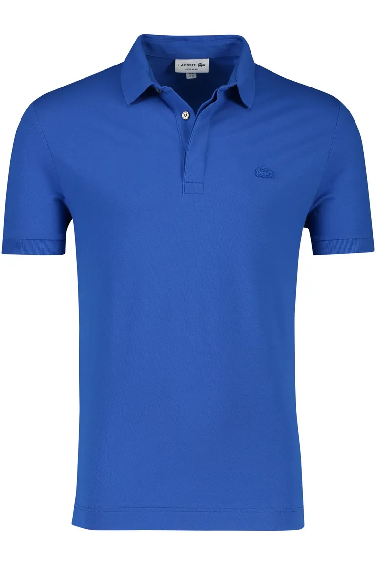 Lacoste poloshirt normale fit blauw effen katoen 3 knoops