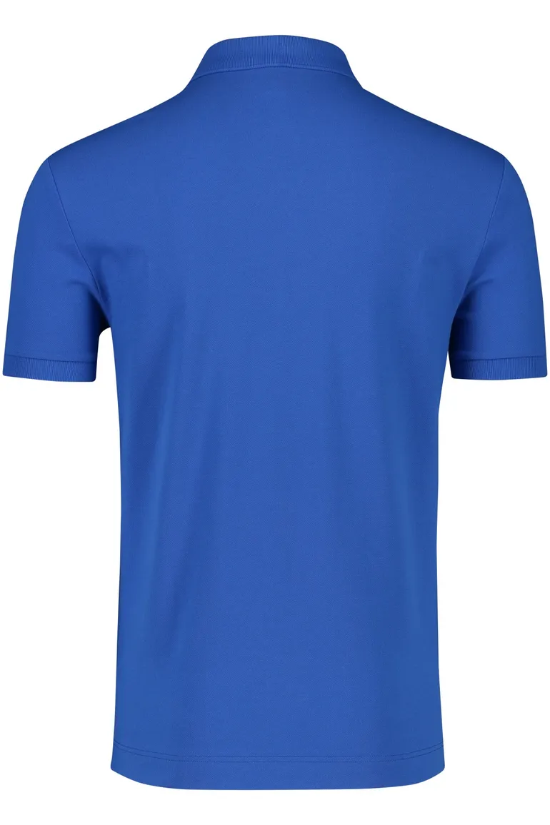 Lacoste poloshirt normale fit blauw effen katoen 3 knoops