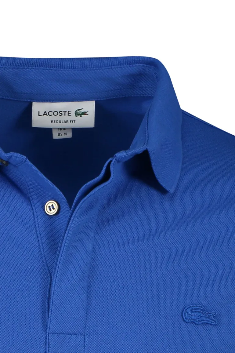 Lacoste poloshirt normale fit blauw effen katoen 3 knoops