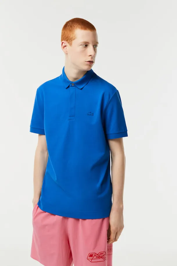 Lacoste poloshirt normale fit blauw effen katoen 3 knoops