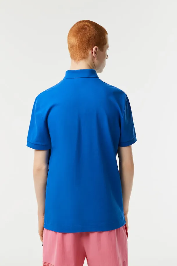 Lacoste poloshirt normale fit blauw effen katoen 3 knoops