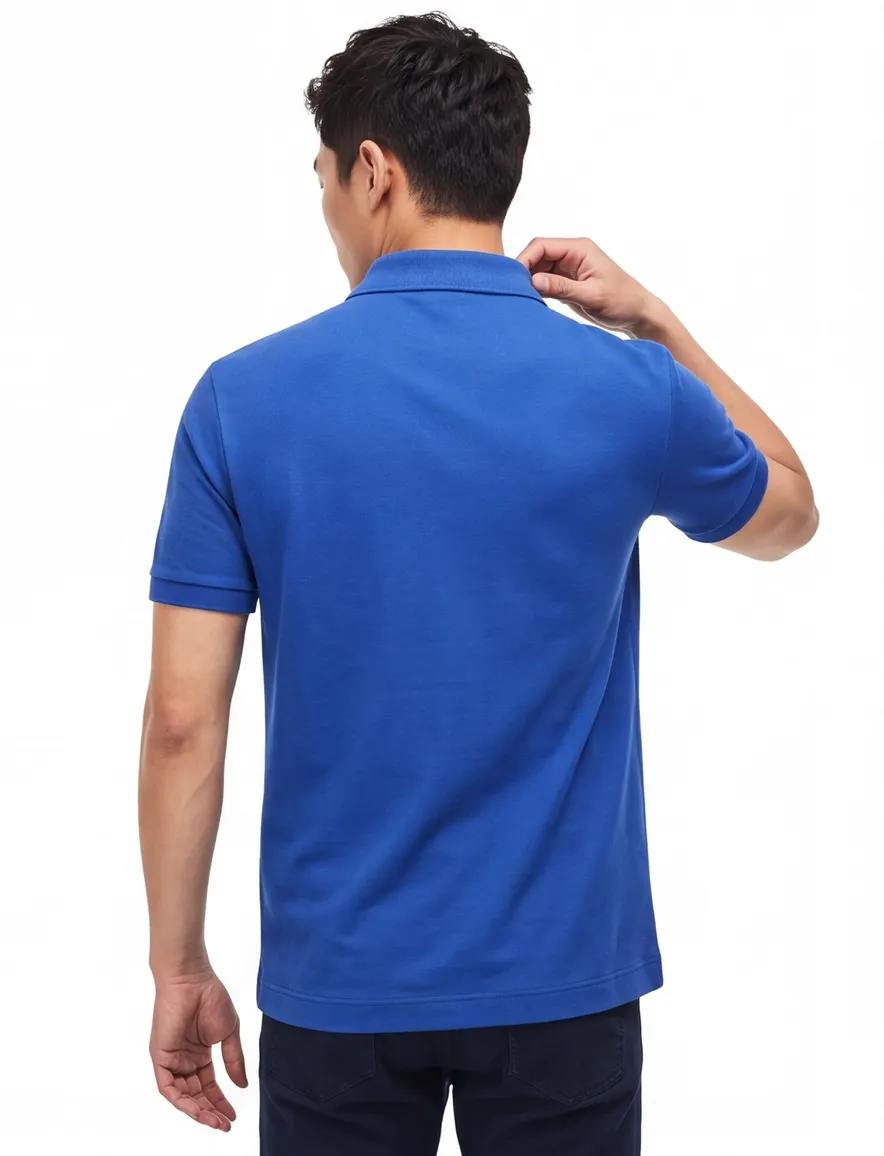 polo Lacoste blauw effen katoen normale fit