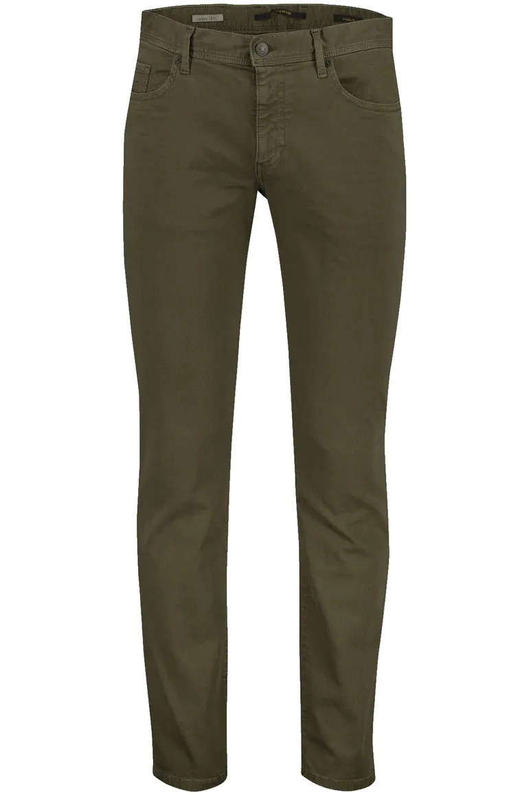 jeans Alberto khaki effen katoen