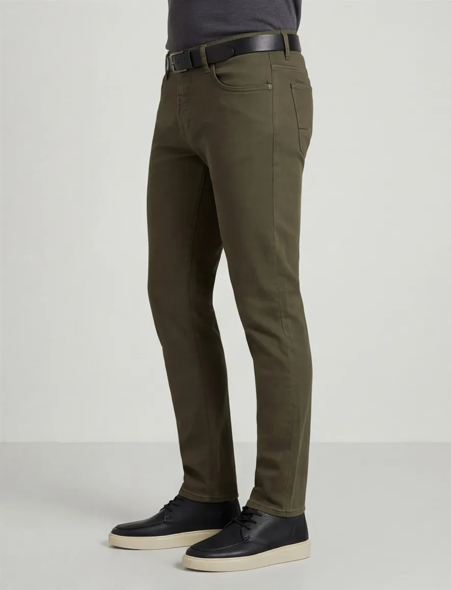 jeans Alberto khaki effen katoen
