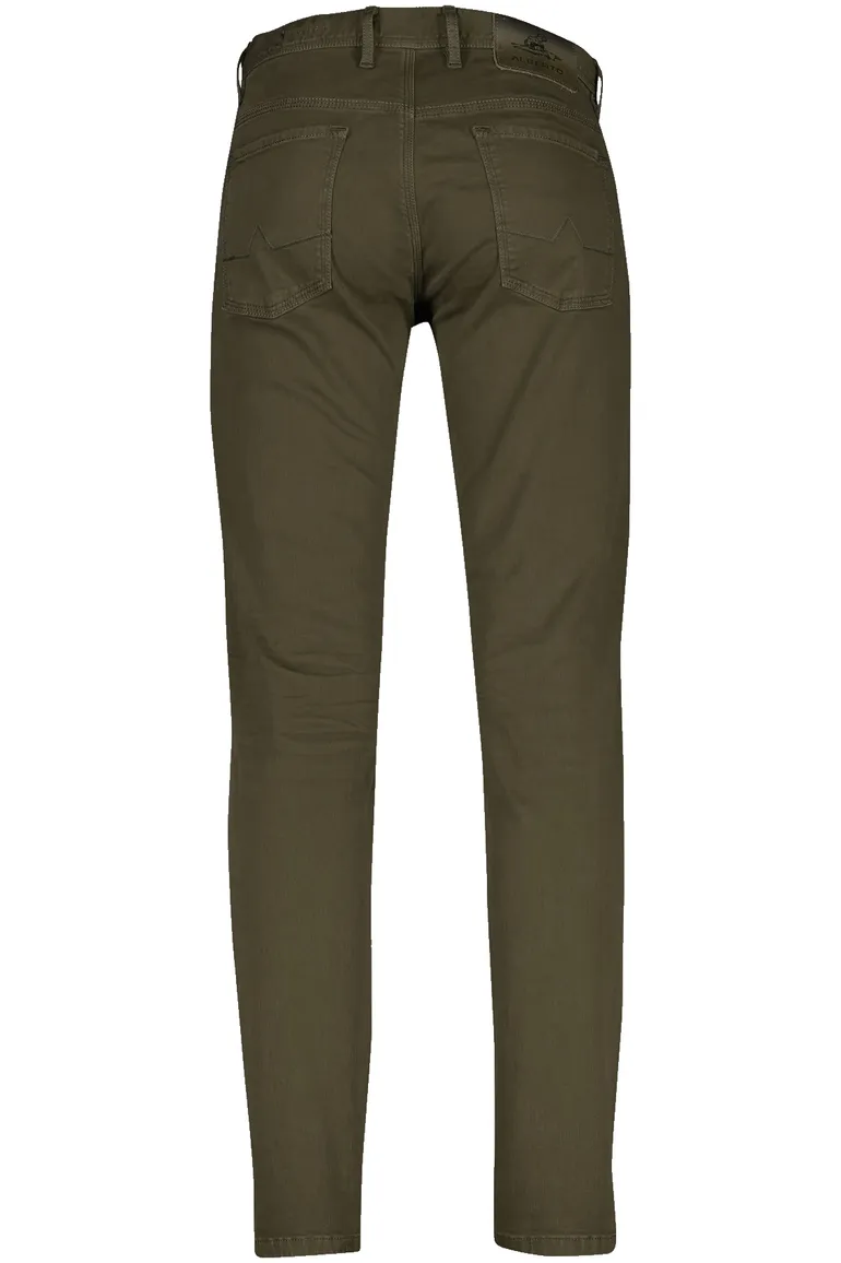 jeans Alberto khaki effen katoen