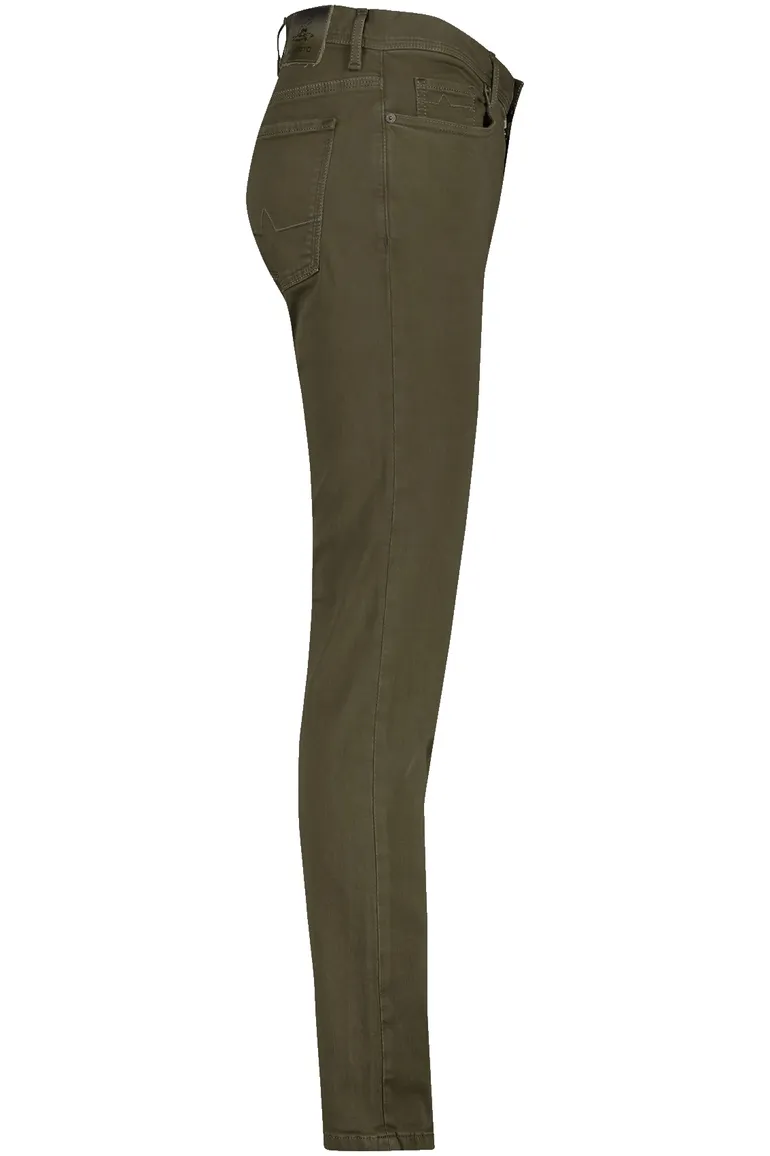 jeans Alberto khaki effen katoen