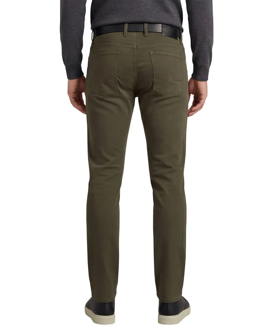 jeans Alberto khaki effen katoen