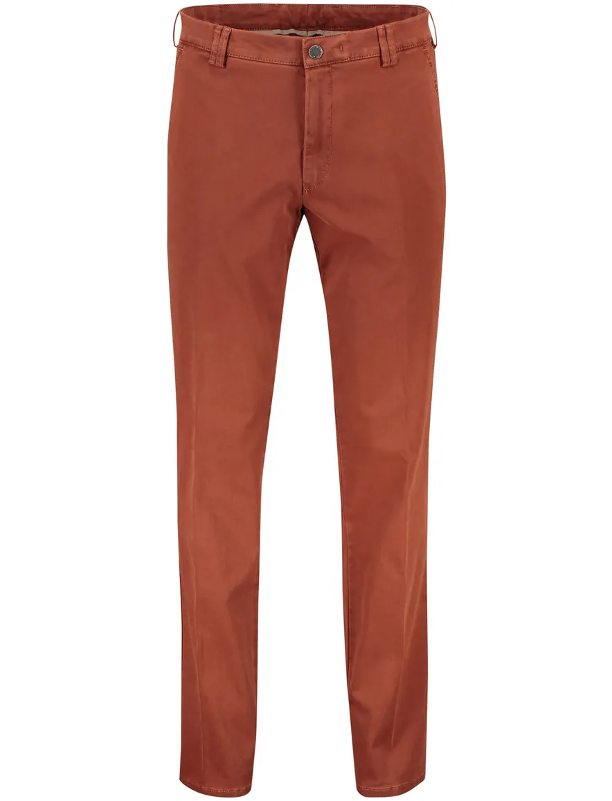 katoenen broek Meyer oranje effen