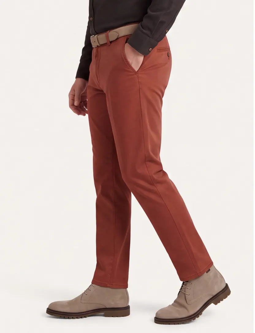 Meyer katoenen broek oranje zonder omslag