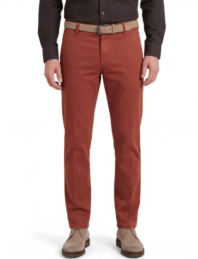 Meyer Meyer katoenen broek donkeroranje effen