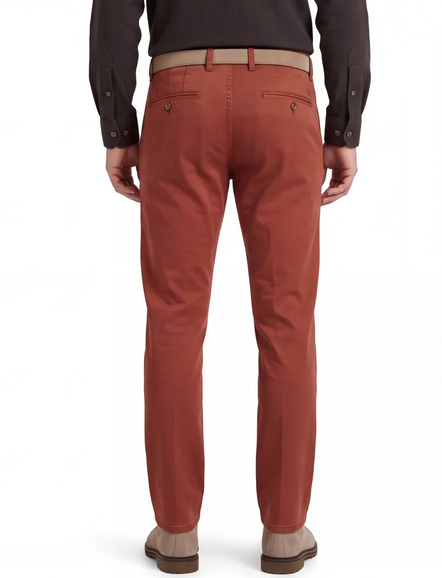 katoenen broek Meyer oranje effen