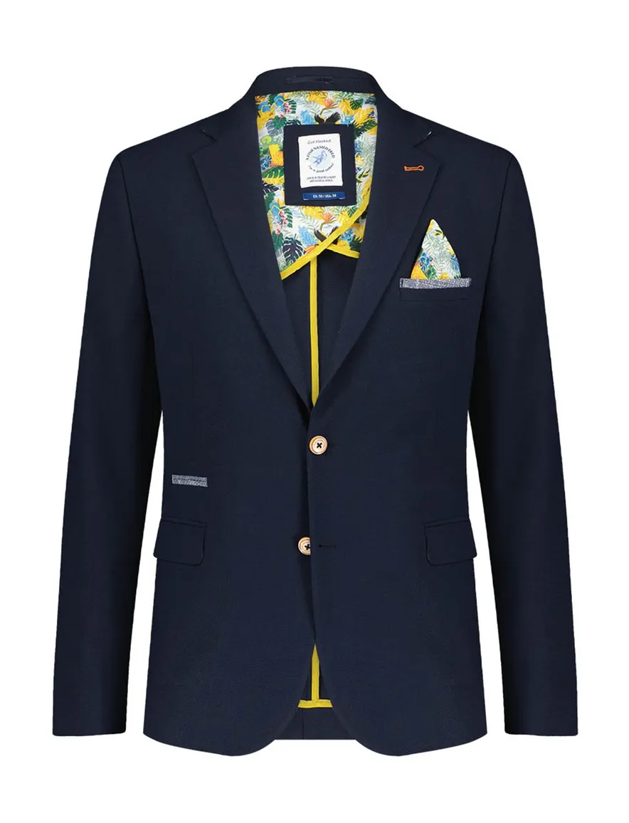 colbert A Fish Named Fred slim fit donkerblauw effen