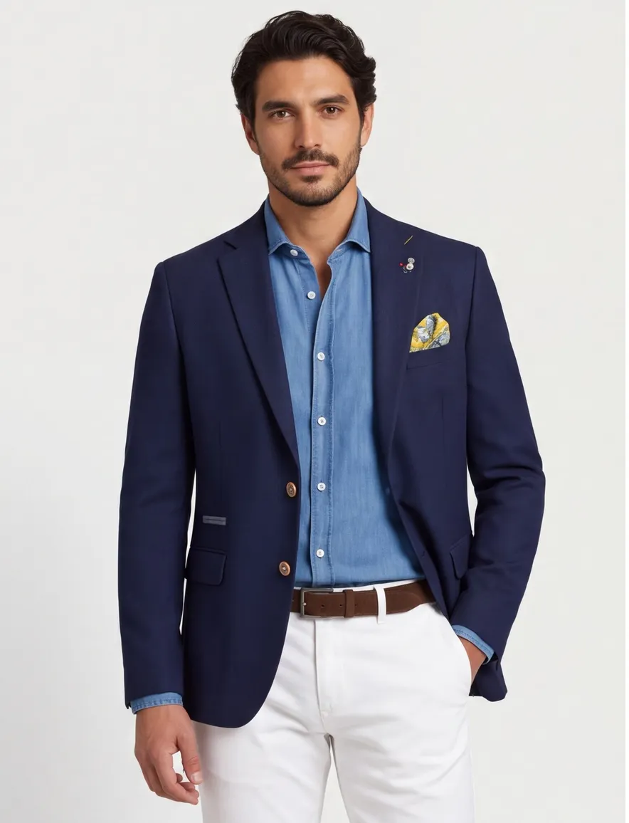 colbert A Fish Named Fred slim fit donkerblauw effen