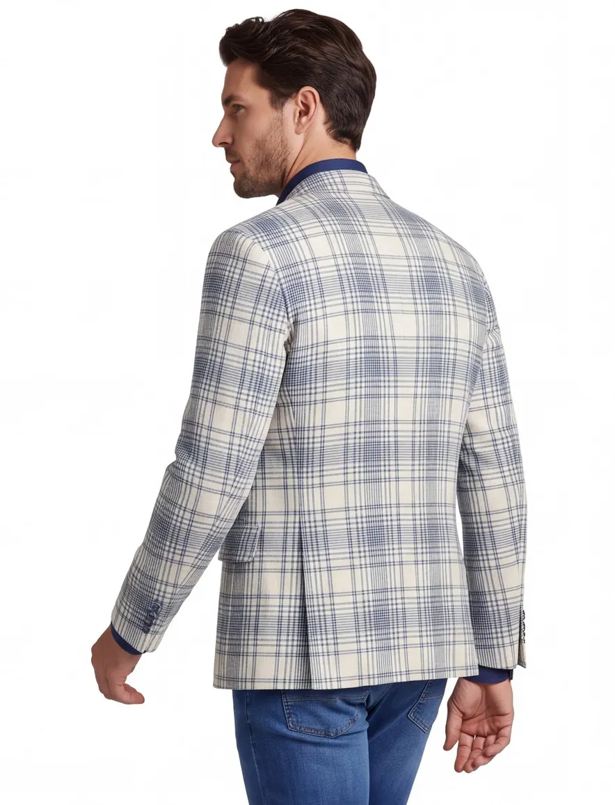 colbert A Fish Named Fred slim fit blauw geruit
